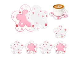 Conjunto de 7 porta copos de silicone com estampa de sakura, antiderrapantes, resistentes ao calor AQUAFORGE