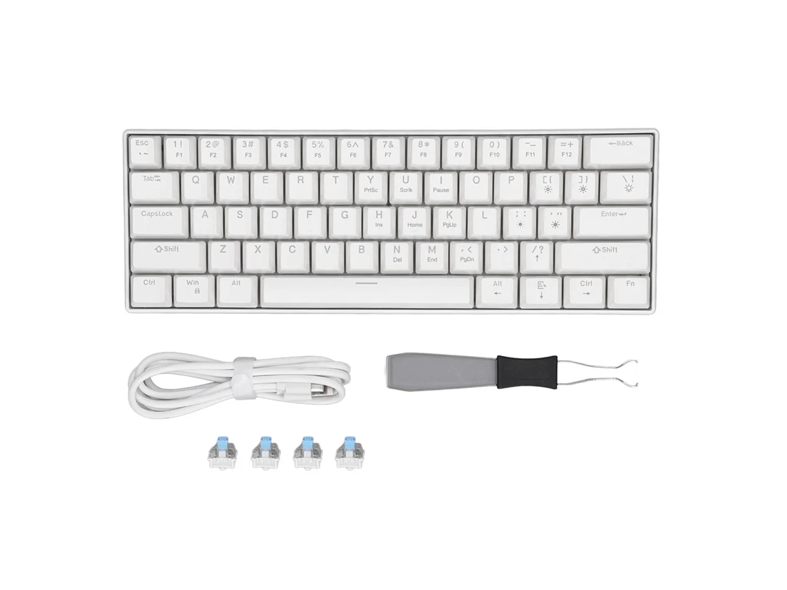 Teclado Mecânico para Jogos LAXISCREED (layout de 60%, Chave Azul, Cabo Type c Desmontável)