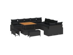 Conjunto 13 Conjunto De Sofá De Jardim Vidaxl Preto Vime Pe (289 X 289 X 85 Cm)