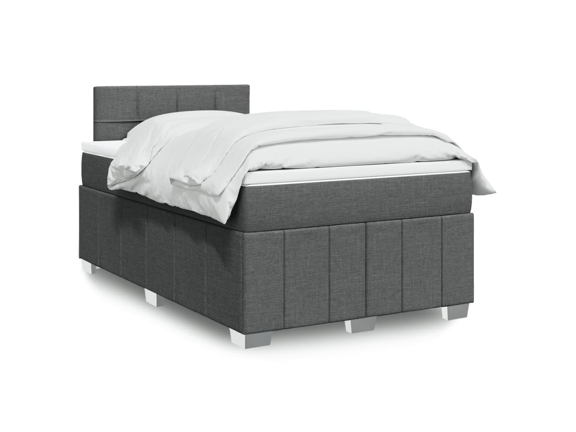 Vidaxl Cama Boxspring Com Colchão 120x190 Cm Tecido Cinzento-escuro