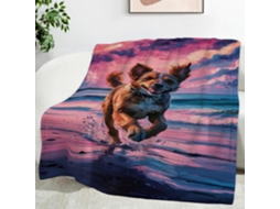 Manta para Cães com Estampa de Ondas 130x150 Cm Multifuncional Macia e Aconchegante em Flanela Ideal Cama Escr
