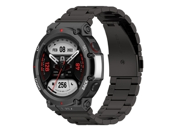 Bracelete de Aço Inoxidável Três Contas Anti-Riscos com Fivela para Huami Amazfit T-Rex 2 Preto