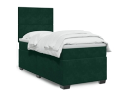 Vidaxl Cama Com Molas/colchão 90x190 Cm Veludo Verde-escuro