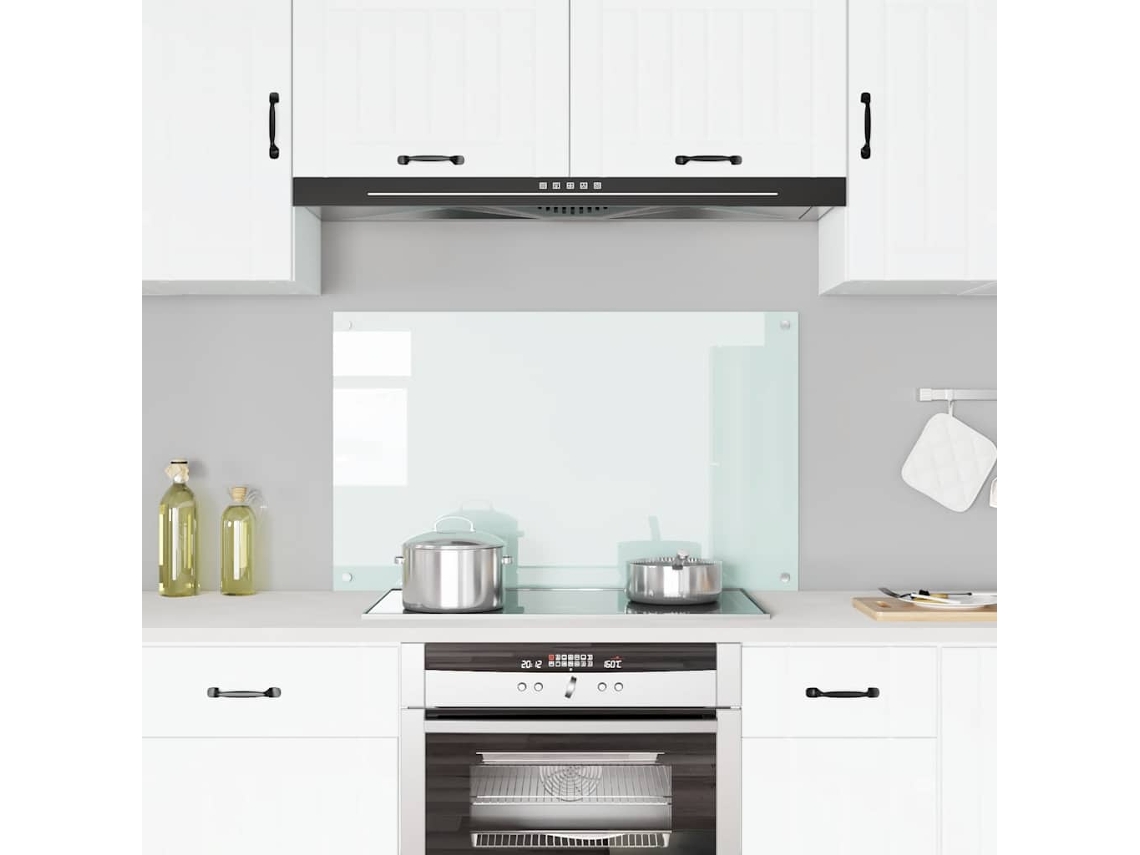Vidaxl Painel Anti-salpicos De Cozinha 100x60cm Vidro Temperado Cor Leitosa