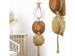Cabide de Macramê para Chapéus para Parede BRILVIBERA (bege, Estilo Três Chapéus)
