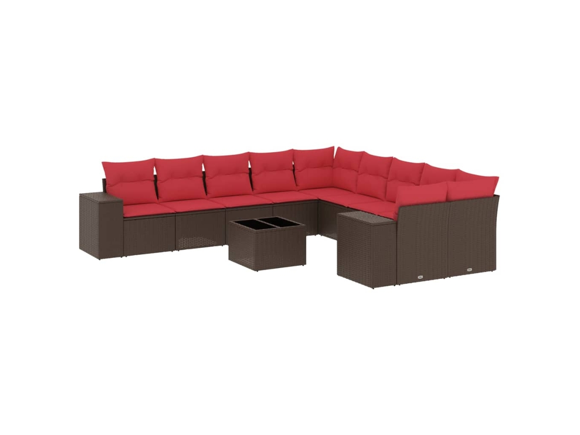Conjunto de Sofá de Jardim, 11 Peças, Almofadas, Rattan Preto MAISON EXCLUSIVE