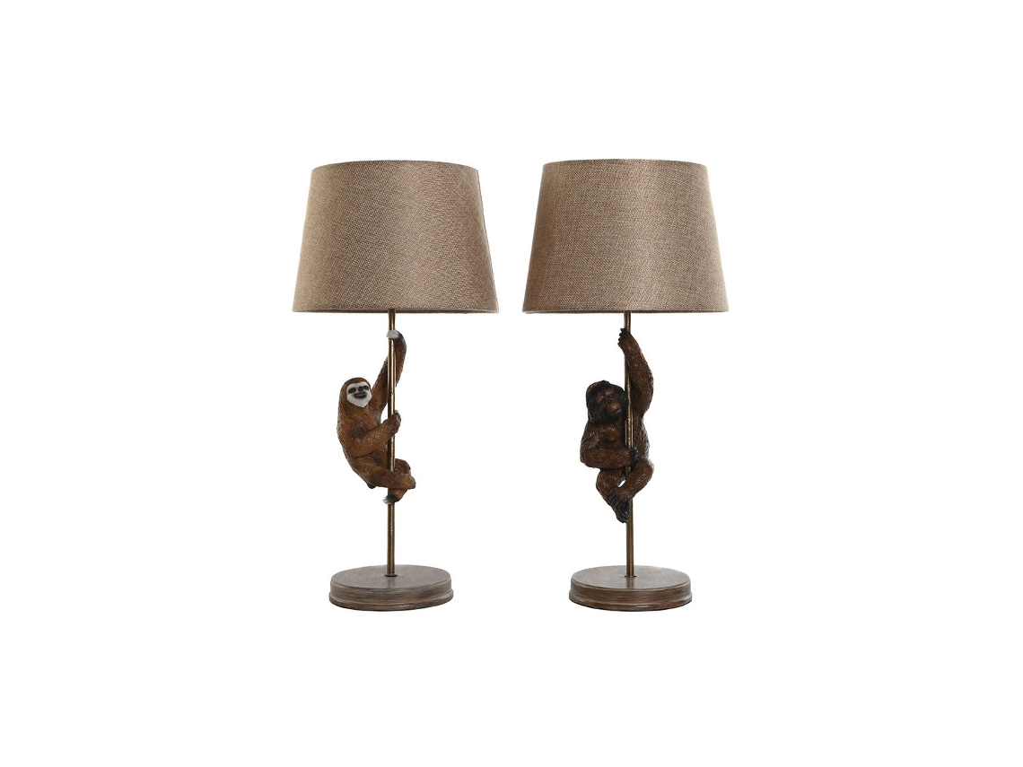 Luminária de Mesa Home Esprit Metal Resina Marrom 50 W 220 V 26 x 26 x 53,5 cm (2 Unidades)