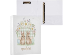 Pasta de 3 Argolas para Papel Tamanho Carta , Coelhinho da Páscoa Redondo e Fofo com Porta pra (27,9 X 21,6 Cm)