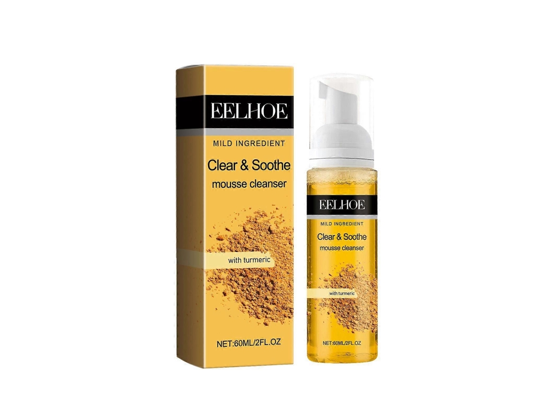 Mousse de Limpeza Facial Eelhoe com Cúrcuma, Espuma de Limpeza Suave para Cuidado da Pele e Poros. TAISHENGDA