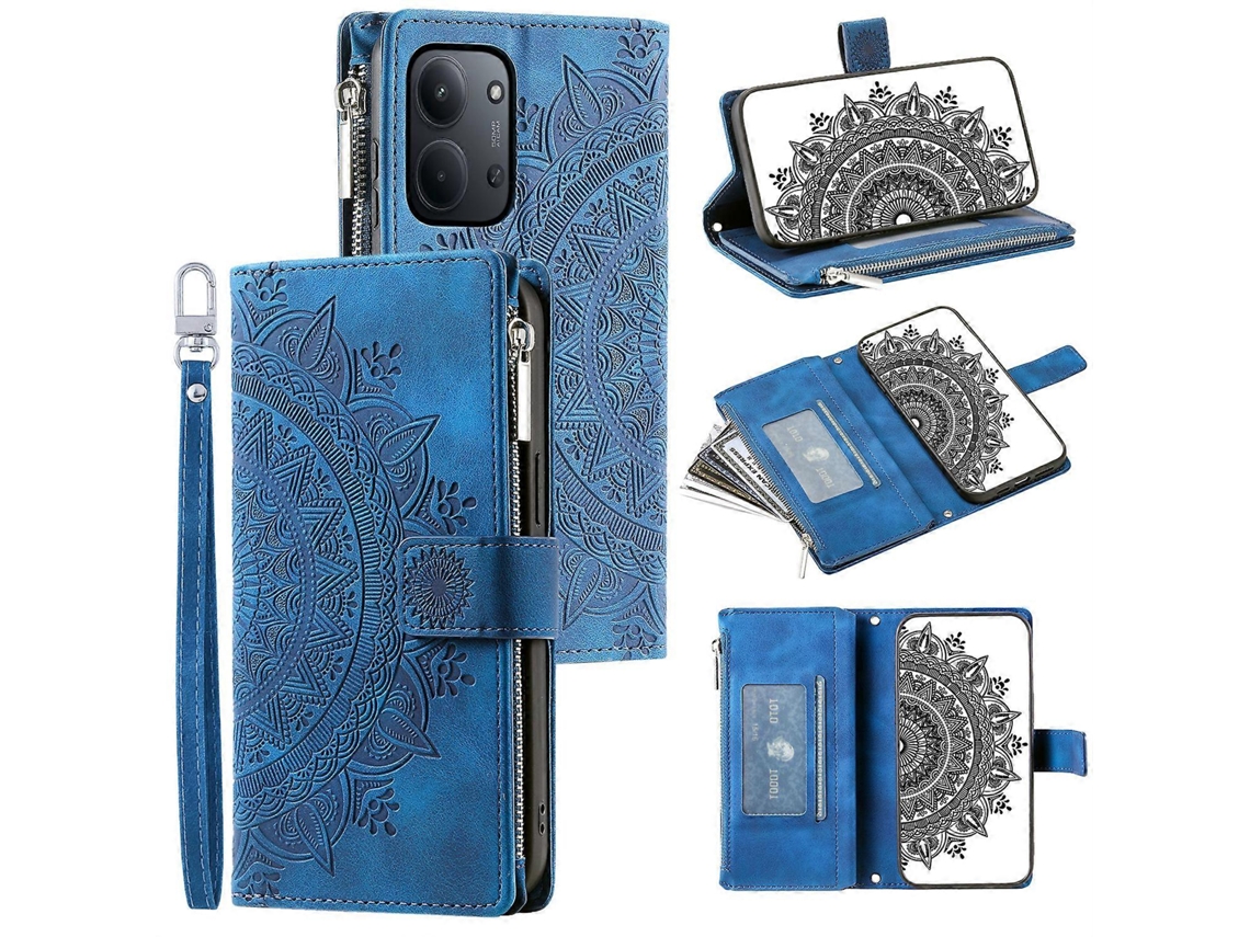Capa Tipo Carteira Tkdaddy Para Xiaomi Redmi 15c 5g (ue) (173 Mm) / 15c 4g (ue) (173 Mm) Com Estampa De Flor De Mandala E Couro Sintético, Com Alça De