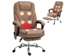 Cadeira De Escritório Ergonómica Giratória Com Massagem E Apoio Para Pés, Cor Castanha