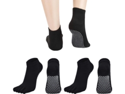 Meias de Ioga 3 Pares Femininas Algodão Antiderrapantes Cores AQUAFORGE