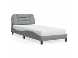 Vidaxl Cama Com Colchão Hvar 80x200 Cm Tecido Cinzento-claro