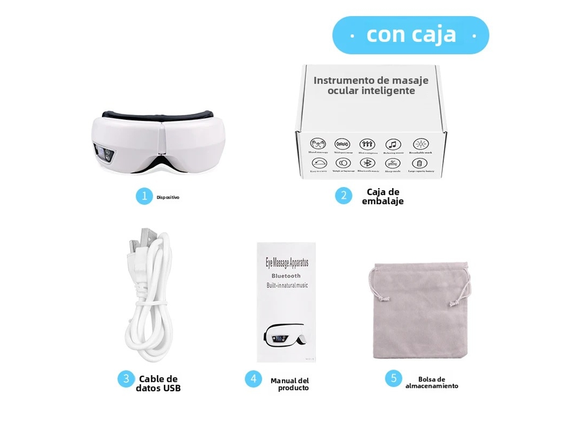 Massageador Ocular Inteligente 6d, com Funções de Vibração e Airbag, Bluetooth e Reprodução de Música. MDUG (sem Caixa)