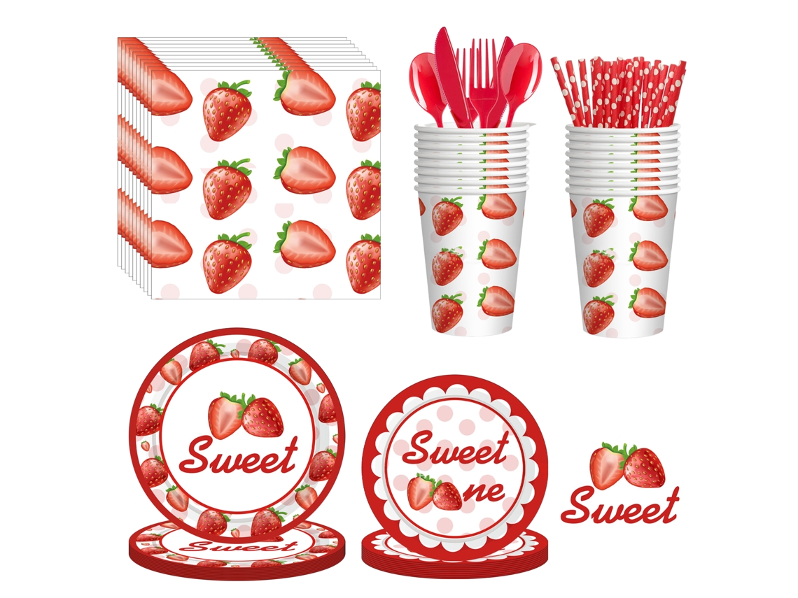 Laxiscreed Pack De 80 Pratos De Papel Morango Para Festa De Verão