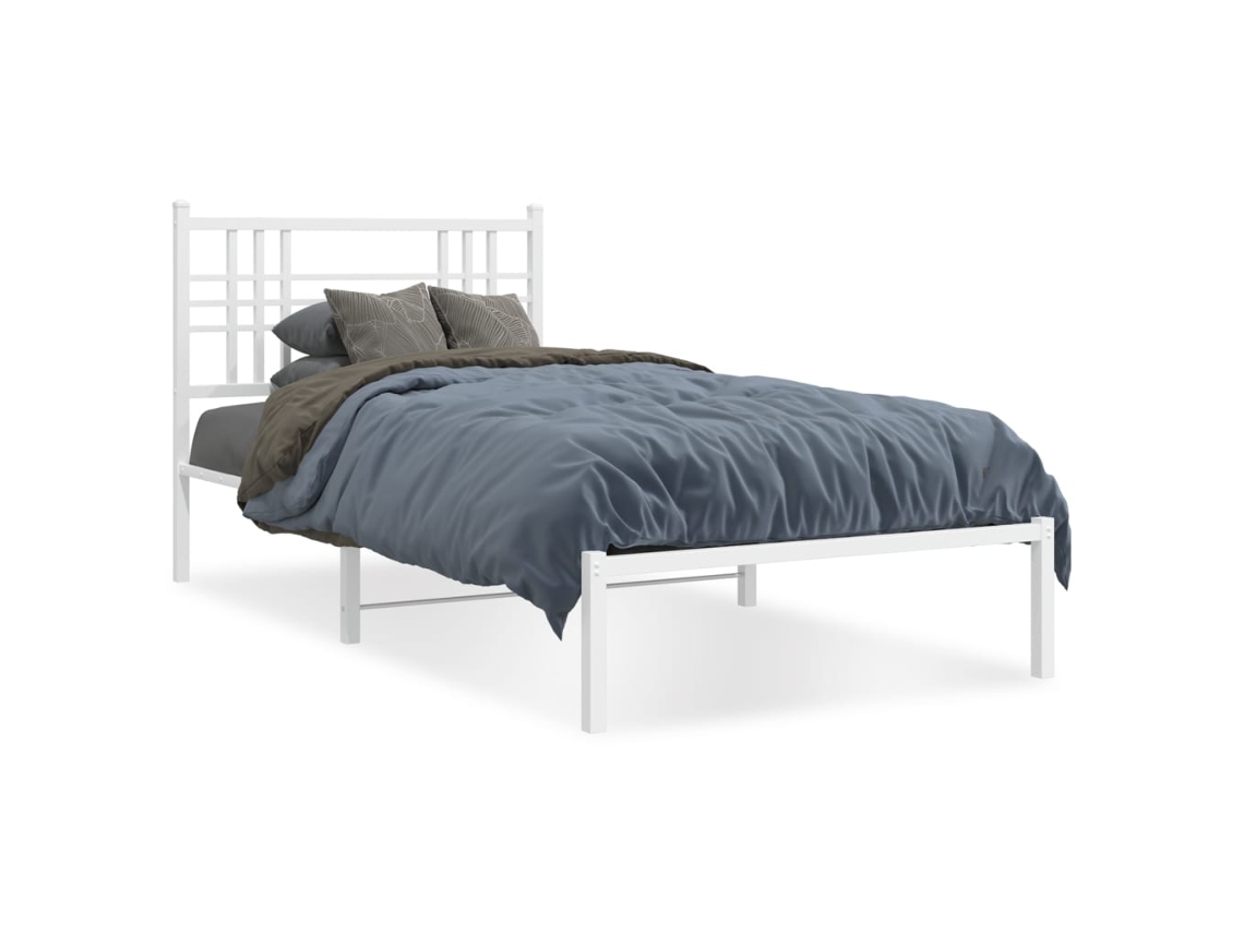 Bed Frame, Bed Frames Vidaxl Branco Aço (100 X 200 Cm)