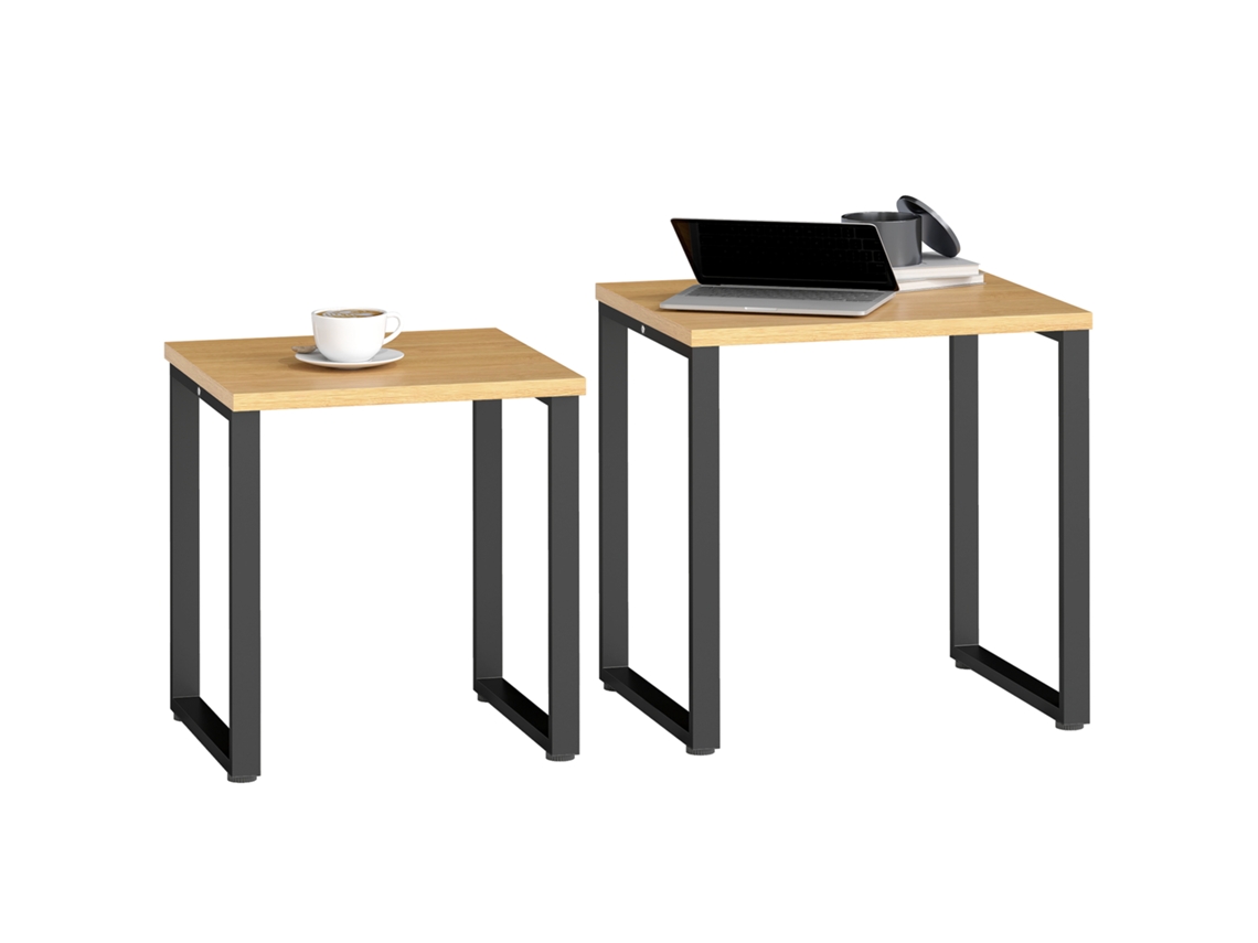 Mesa de Centro 2 Peças conjunto com estrutura metálica natural BTFORUS