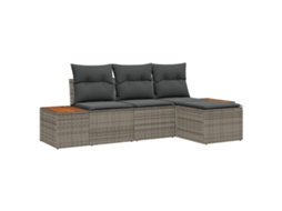 Conjunto 4 Conjunto De Sofás Para Exterior Vidaxl Cinzento Vime Pe (239 X 117 X 85 Cm)