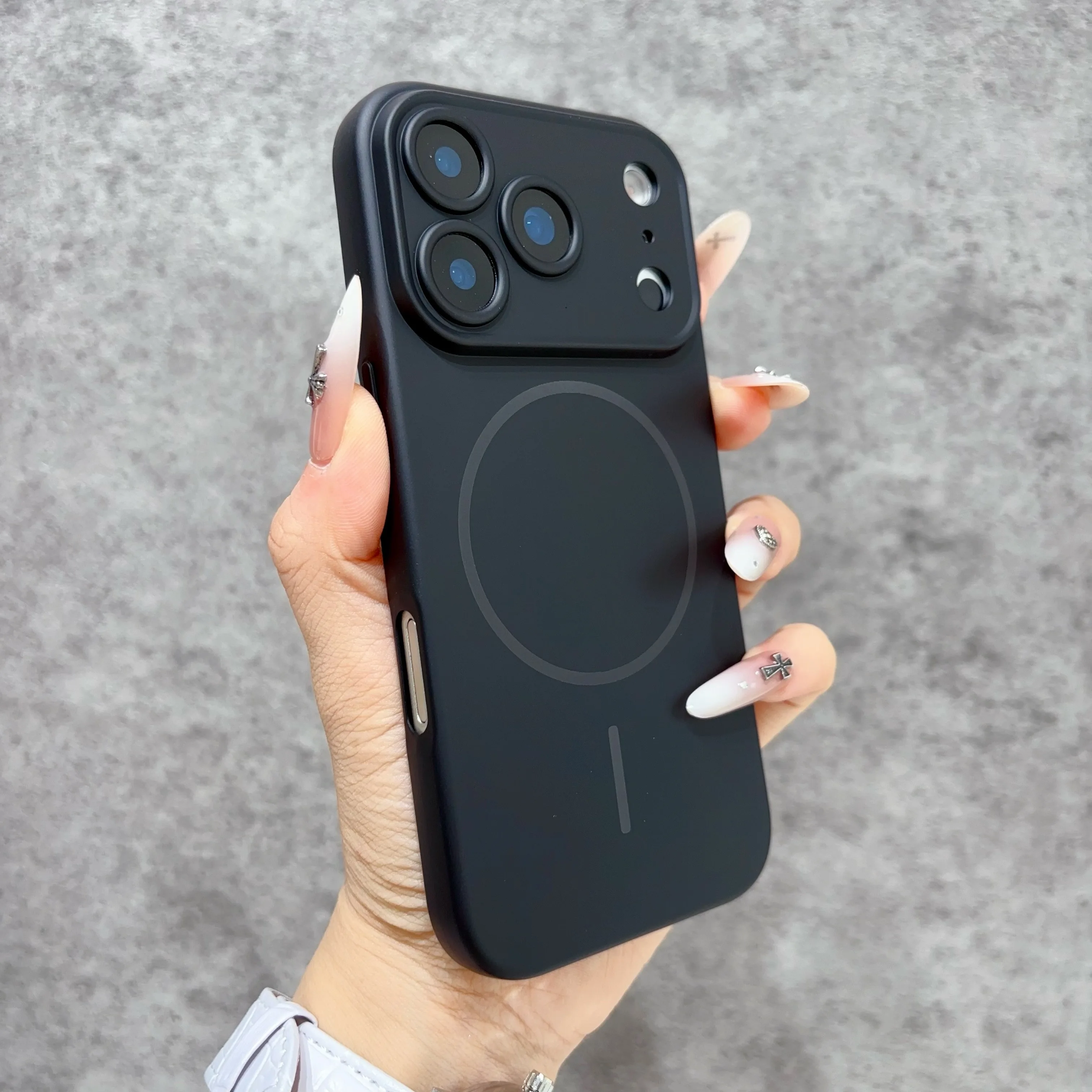 Capa Protetora Magnética Para Carregamento Sem Fio (iphone 14 Pro Max, Preta) Com Tampa Para Lente.