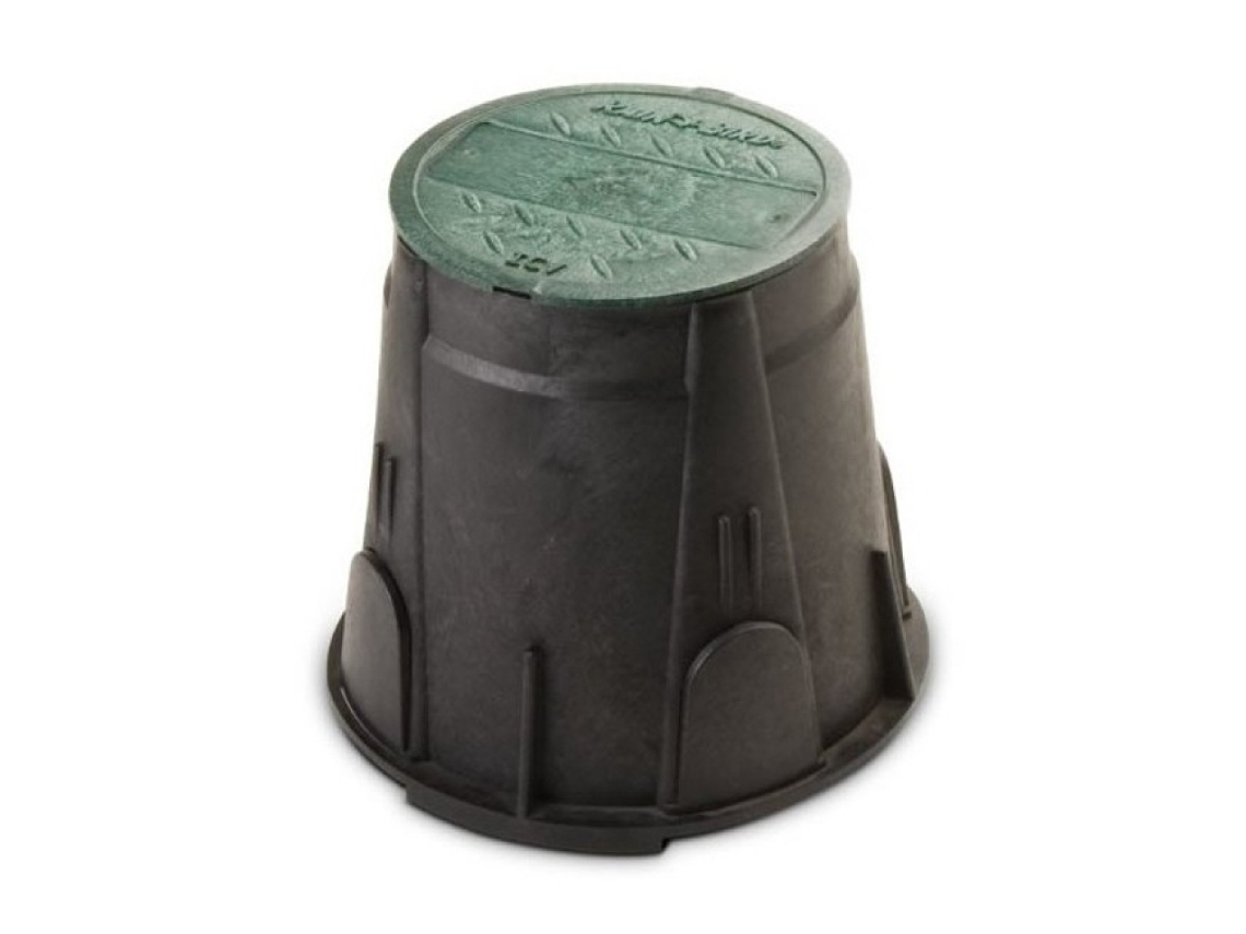 Caixa redonda RAIN BIRD HDPE VB7RND Ø 22,9cm Altura 25cm Caixa retangular RAIN BIRD série VB. 2 aberturas laterais.