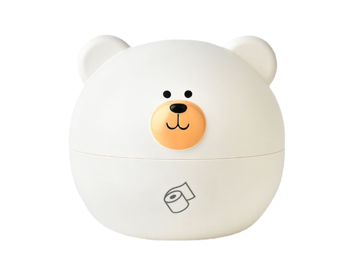 Tampa de caixa de papel toalha redonda, cute, urso branco, plástico, para mesa, banheiro S/MARCA