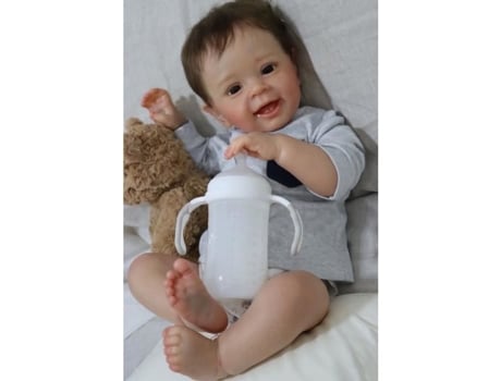 Boneca Baby Yannik Reborn Butter - Rumocovo - Marrom - Pintada À Mão - 24 Polegadas