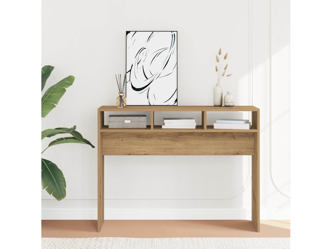 Mesa Consolamesa De Apoiomesa De Café 105x30x80 Cm Derivados Madeira Carvalho Artisiano Lovely Home