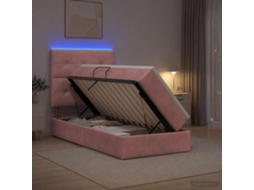 Vidaxl Cama De Armazenamento Led Com Colchão Rosa 100 X 200 Cm Veludo