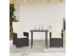 Maison Exclusive - Cadeiras De Jardim Reclináveis C/ Almofadões 2pcs Vime Pe Preto