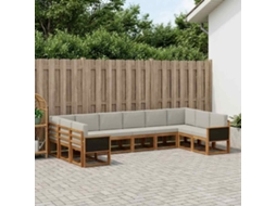 Vidaxl Conjunto De Sofás Para Exterior 10 Pcs Natural E Cinzento-claro