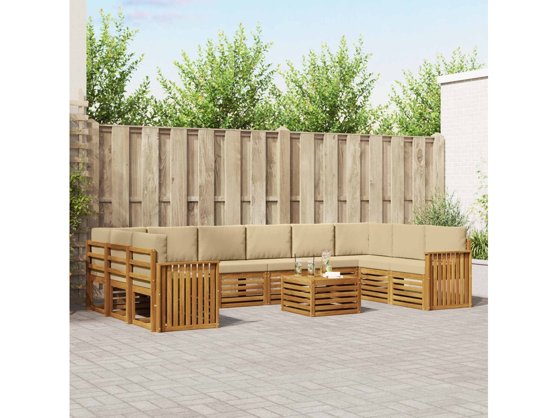 Vidaxl Conjunto De Sofás Para Exterior 11 Pcs Natural E Bege
