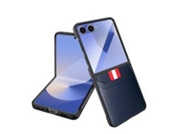 Capa Para Celular Samsung Galaxy Z Flip7 5g Com Película Protetora E Compartimento Para Cartão Em Tecido Integrado, Estampa De Lichia.