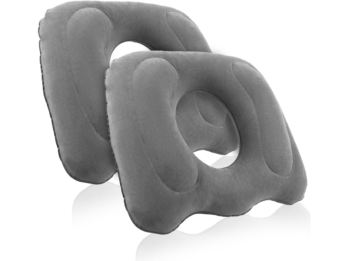 Almofada Insuflável Para Hemorroidas 45*39cm Para Dores No Cóccix, Assento Para Escaras, Carro, Avião, Viagens(2 Peças) Cinza Hexinyigjly
