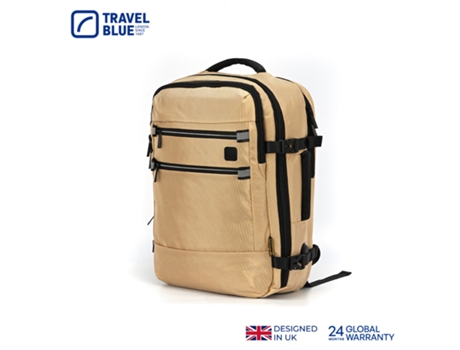 Mochila Journey Bege De Viagem Com Compartimento Para Sapatos, Bolso Para Notebook 31lt Travel Blue