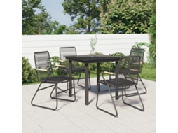 Vidaxl Conjunto De Jantar Para Jardim 5 Pcs Vime Pvc Preto