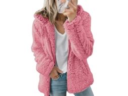 2026 chaqueta Teddy Bear para Mulher com Capuz de Pelo Macio Abrigo de Inverno Quente Casual XL Rosado