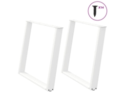 Vidaxl Pés De Mesa De Jantar Em Forma De U, 2 Peças, Branco, 100x (72-73) Cm, Aço