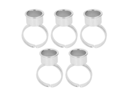 5pcs Anel De Tinta De Tatuagem Bola De Aço Inoxidável Para Microblading Cílios Cola Porta Pigmento M Prata