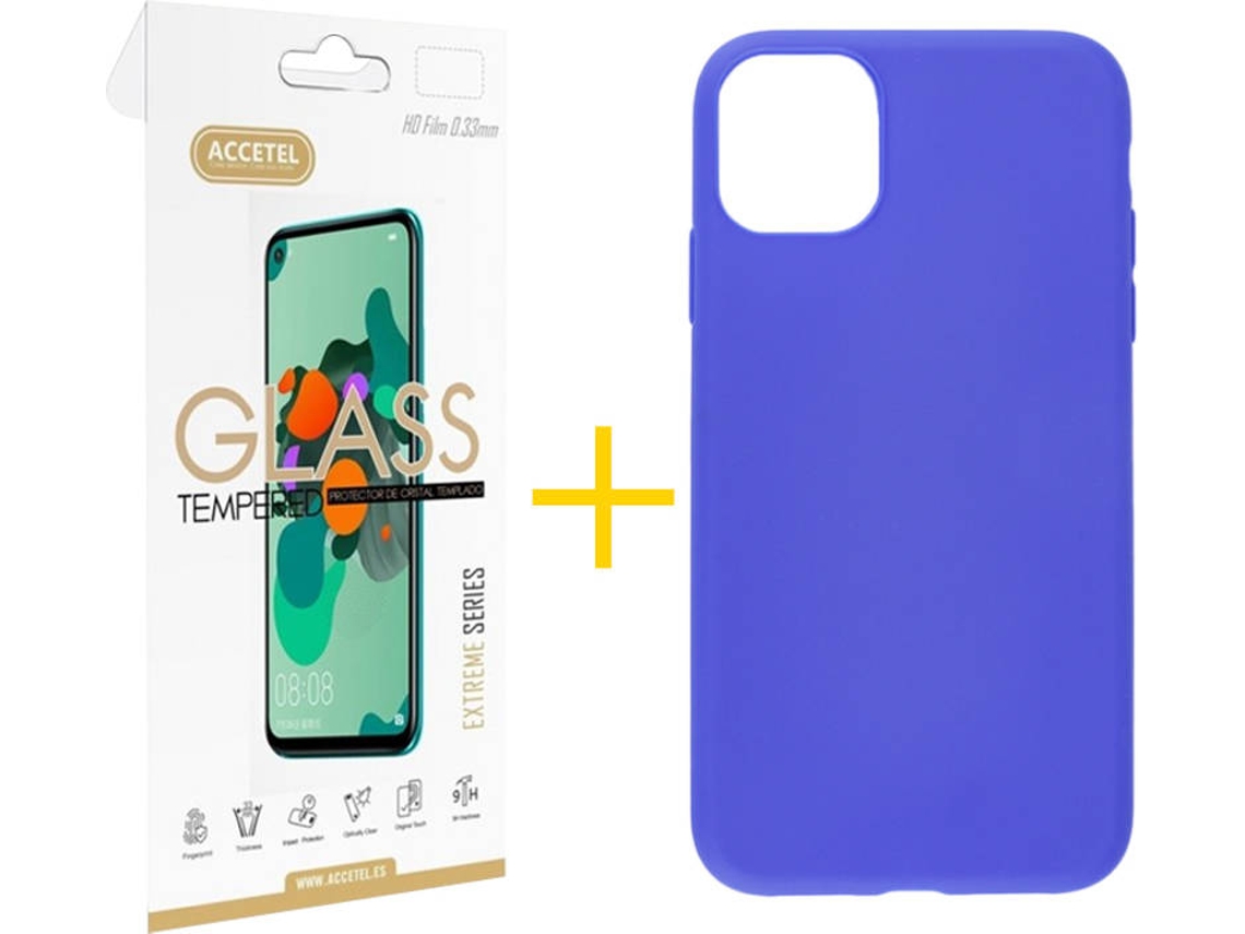 Kit Capa + Película iPhone 11 Pro Max Skyhe Silicone Azul