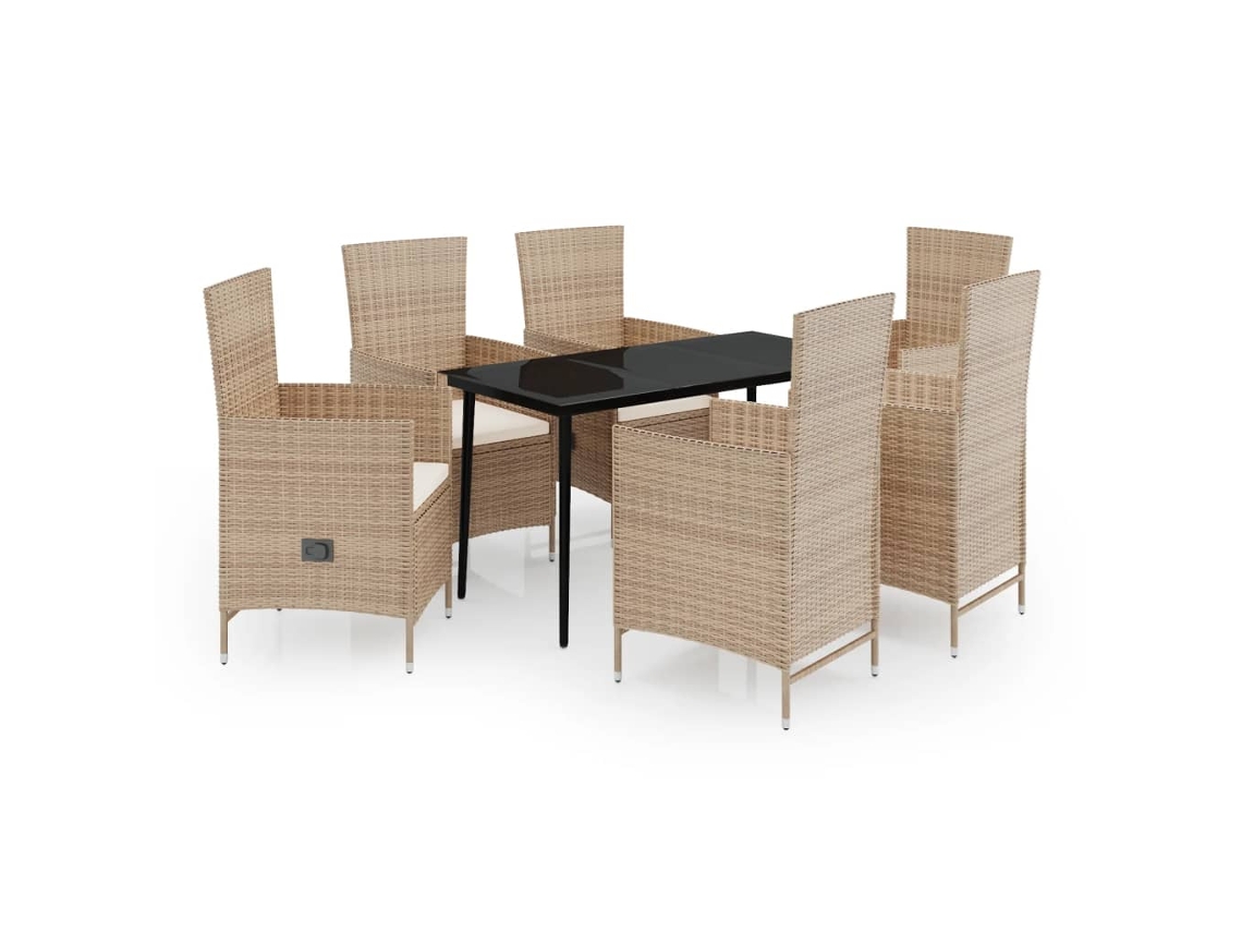 Garden Dining Set, Garden Dining Sets Vidaxl Bege Rattan / Vime (140 Cm Table Length)