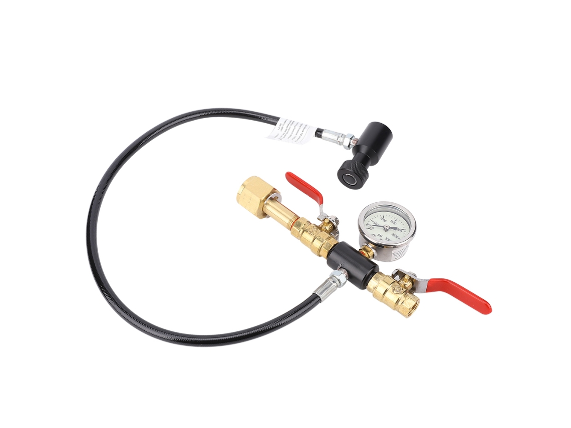 Adaptador De Co2 Laxiscreed Com Válvula Dupla, Manômetro 3000psi E Mangueira De 24 Polegadas