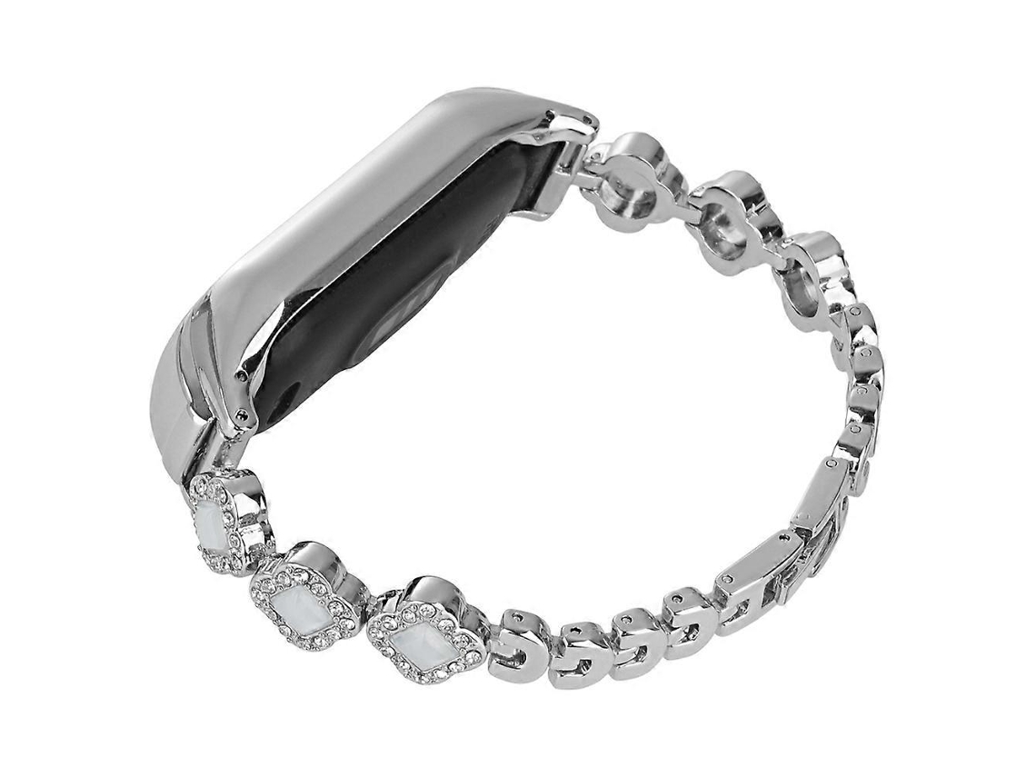 Pulseira De Relógio De Metal Com Trevo De Quatro Folhas E Diamantes