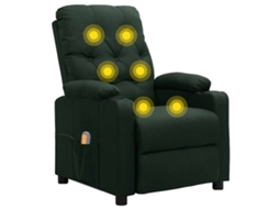 Vidaxl Poltrona De Massagens Tecido Verde-escuro