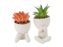 Vaso De Suculentas Artificiais Laxiscreed Para Decoração De Mesa Branca