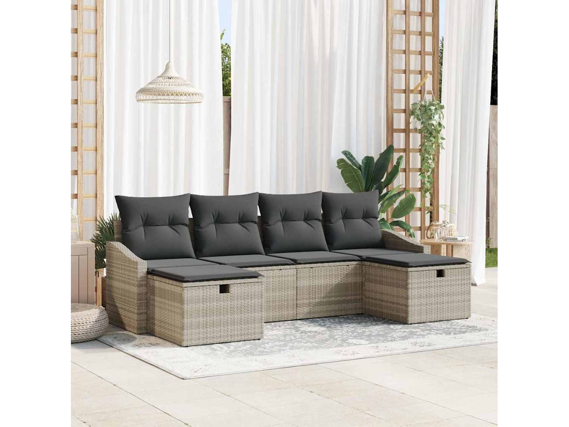 Vidaxl Conjunto De Sofás 6 Unid. Vime Pe