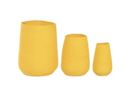 Plantador Home Esprit Amarelo Fibra Urbana 30 X 30 X 60 Cm (3 Peças)