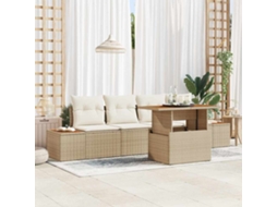 Vidaxl Conjunto De Sofá De Jardim 5 Unid. Bege Rattan Sintético
