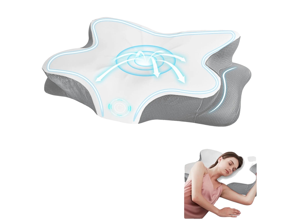 Travesseiro De Pescoço, Espuma De Memória, Design Ergonômico Em Forma De Borboleta, Branco