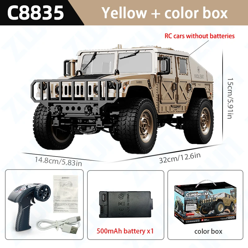 (amarelo) 1:14, 2.4g, Controle Remoto, Simulação, Tração Nas Quatro Rodas, Brinquedo Para Escalada Off-road