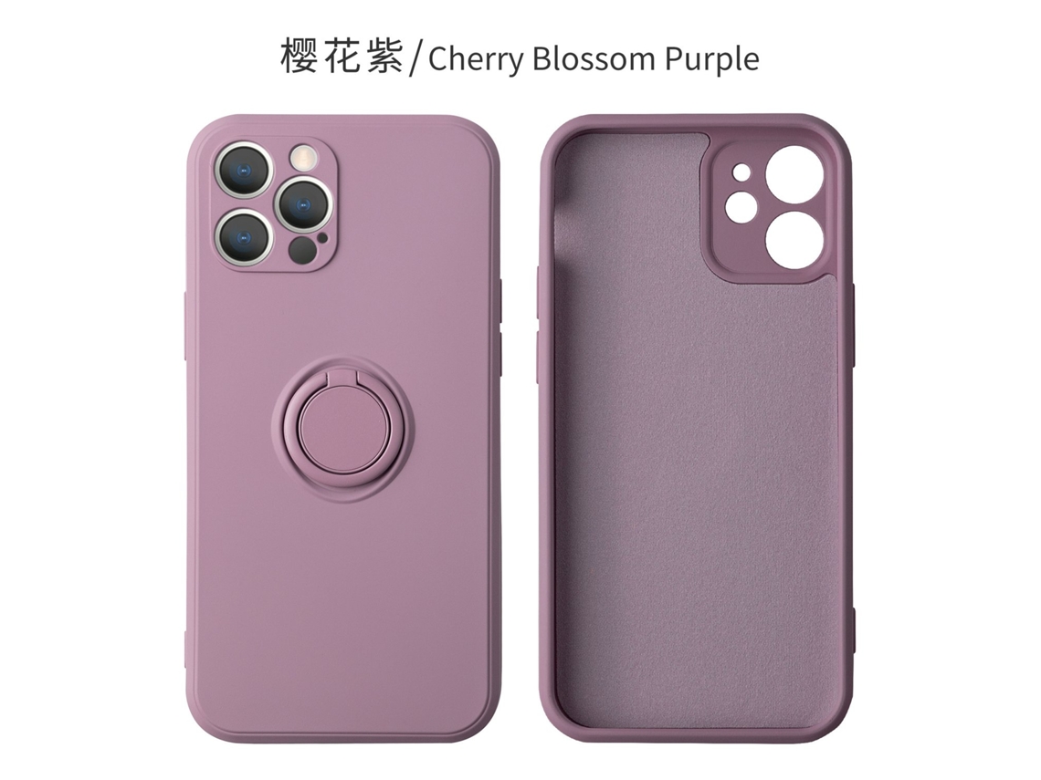 Capa Para Iphone 17 Air Sakura Roxa Em Silicone Líquido Com Suporte De Anel Anti-queda